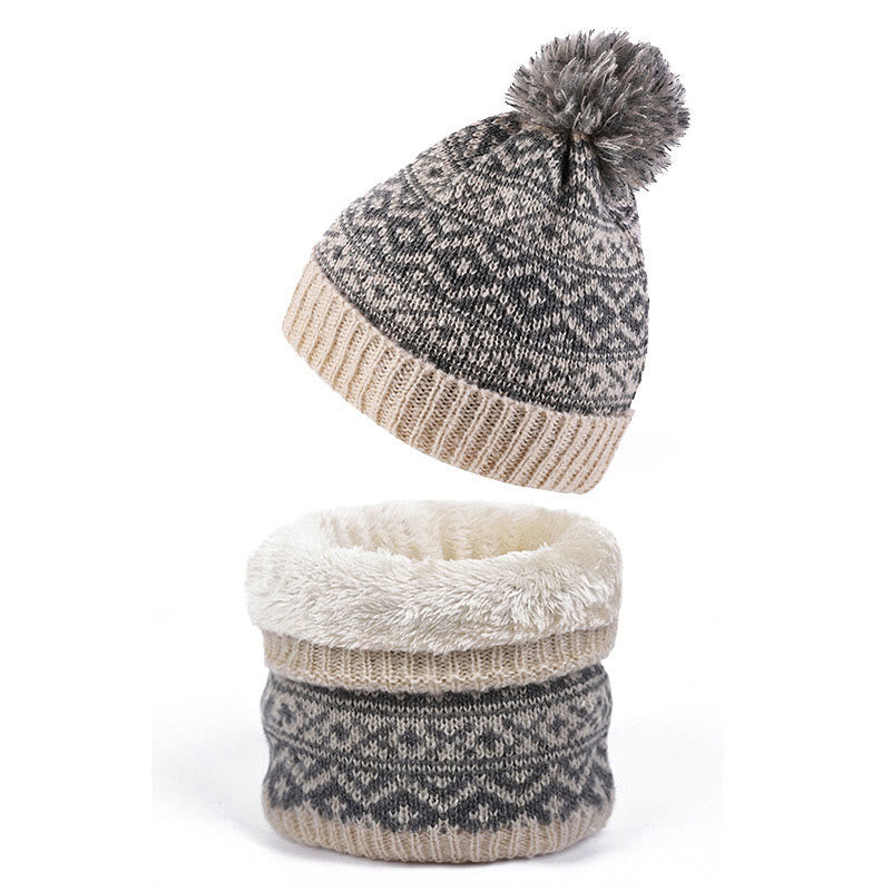 Ensemble bonnet et écharpe chauds d'hiver 2 en 1 - Beige - Taille unique - image 4