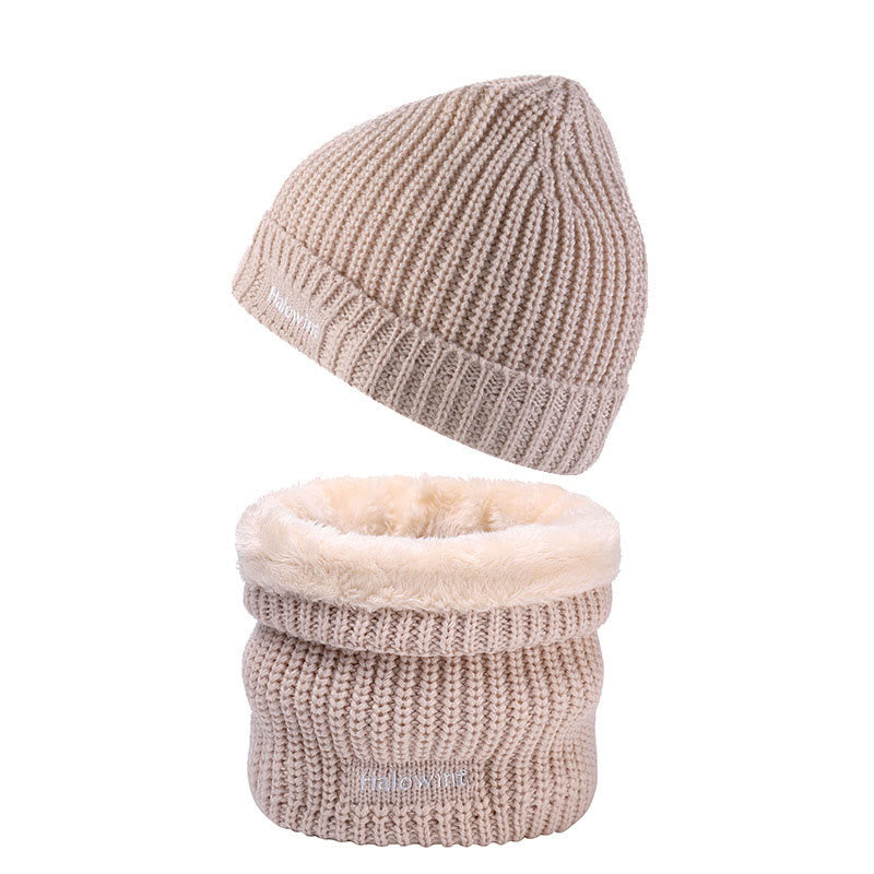 Ensemble bonnet et écharpe en tricot chaud 2 en 1 - Beige - Taille unique - image 8