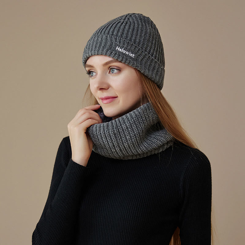 Ensemble bonnet et écharpe en tricot chaud 2 en 1