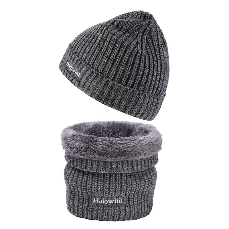 Ensemble bonnet et écharpe en tricot chaud 2 en 1 - Gris - Taille unique - image 6