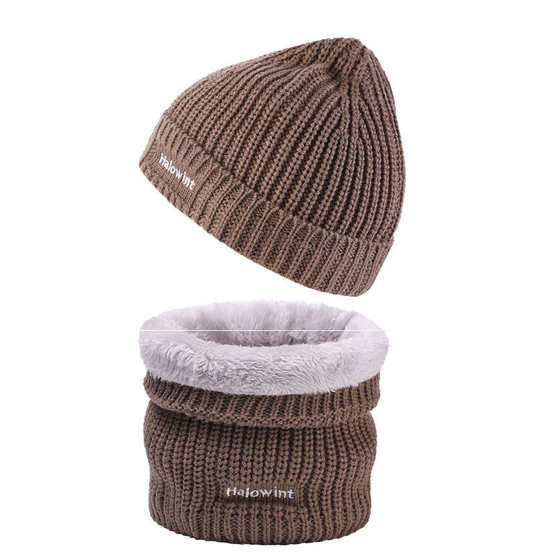 Ensemble bonnet et écharpe en tricot chaud 2 en 1 - Kaki - Taille unique - image 7