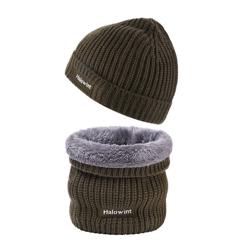 Ensemble bonnet et écharpe en tricot chaud 2 en 1 - Vert armée - Taille unique - image 4