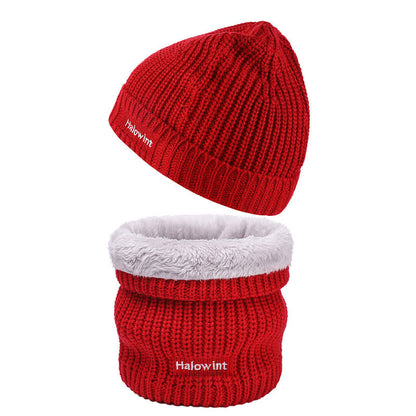 Ensemble bonnet et écharpe en tricot chaud 2 en 1 - Rouge - Taille unique - image 5