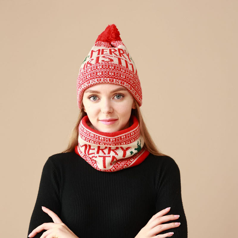 Ensemble bonnet et écharpe de Noël 2 en 1 - image 1