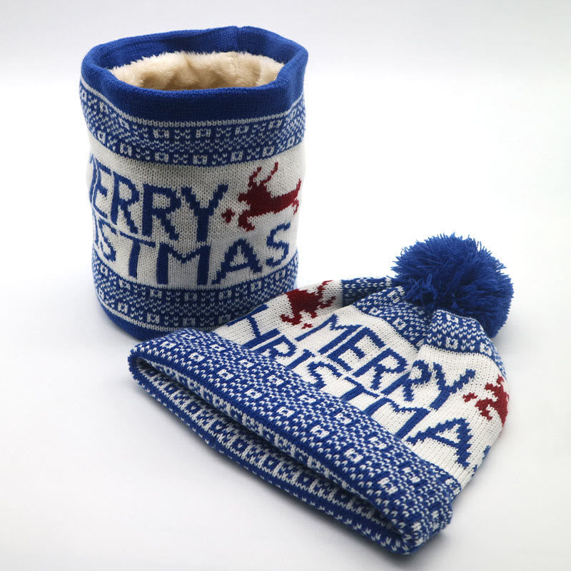 Ensemble bonnet et écharpe de Noël 2 en 1 - Bleu - Taille unique - image 10