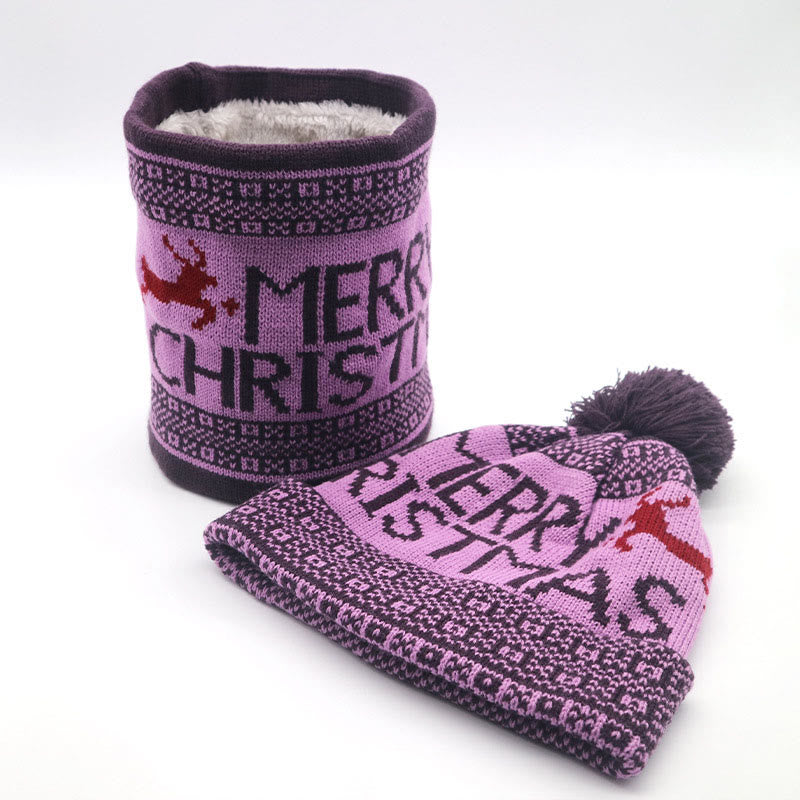 Ensemble bonnet et écharpe de Noël 2 en 1 - Violet - Taille unique - image 8