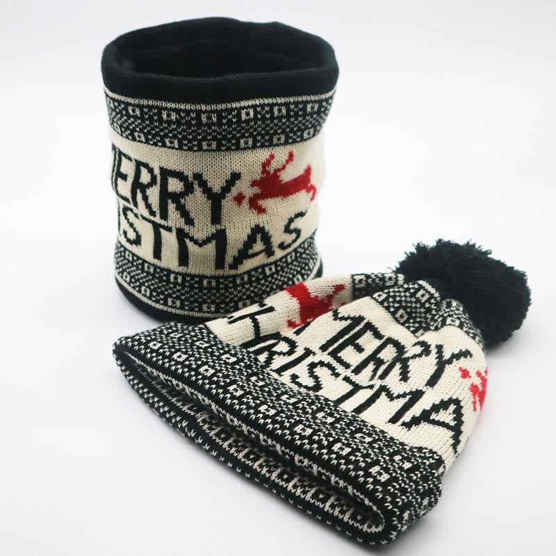 Ensemble bonnet et écharpe de Noël 2 en 1 - Noir - Taille unique - image 8