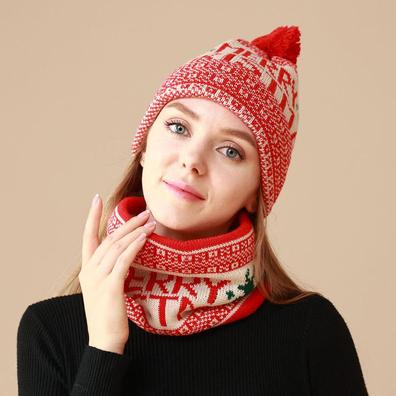 Ensemble bonnet et écharpe de Noël 2 en 1 - image 1