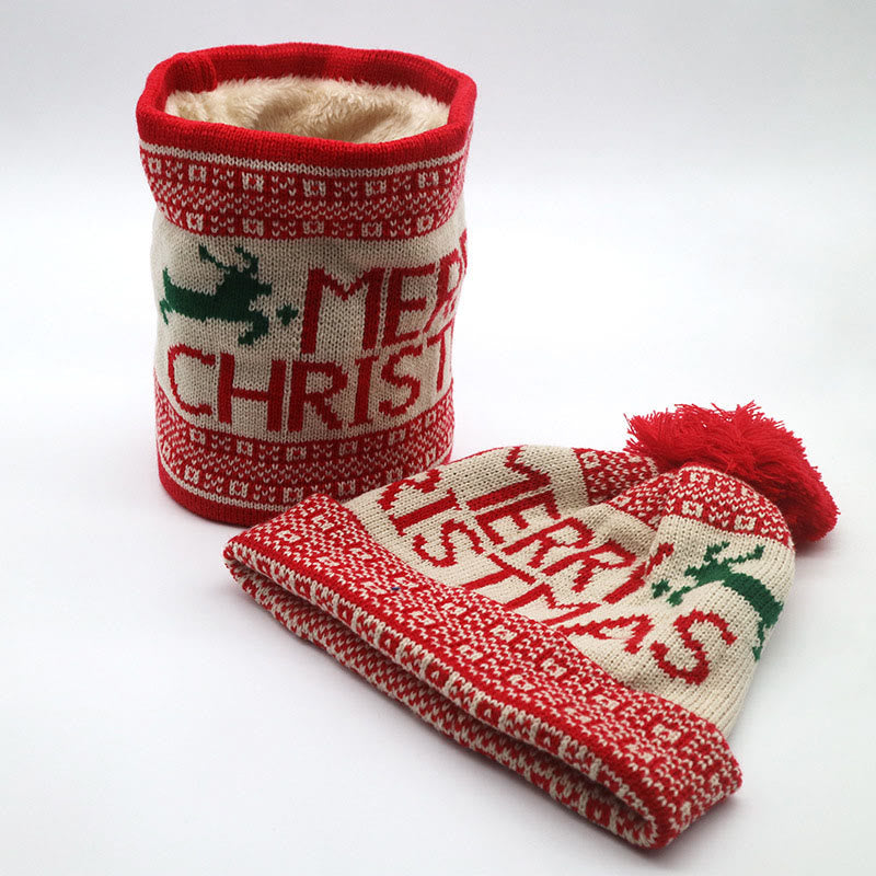 Ensemble bonnet et écharpe de Noël 2 en 1 - Rouge - Taille unique - image 12