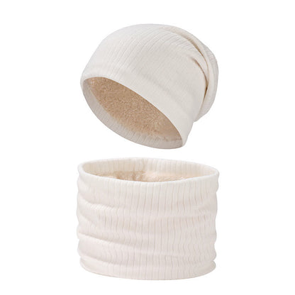 Ensemble bonnet et écharpe en tricot simple de couleur unie 2 en 1