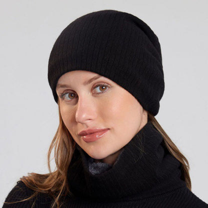 Ensemble bonnet et écharpe en tricot simple de couleur unie 2 en 1 - image 1