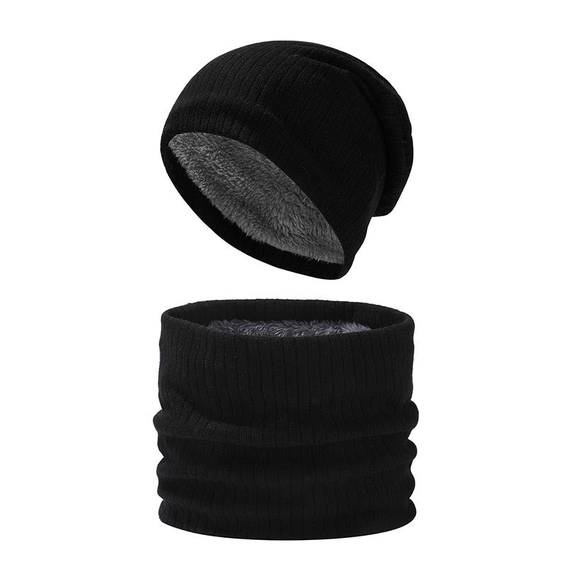 Ensemble bonnet et écharpe en tricot simple de couleur unie 2 en 1 - Noir - Taille unique - image 11