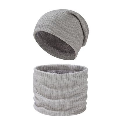 Ensemble bonnet et écharpe en tricot simple de couleur unie 2 en 1
