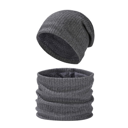 Ensemble bonnet et écharpe en tricot simple de couleur unie 2 en 1