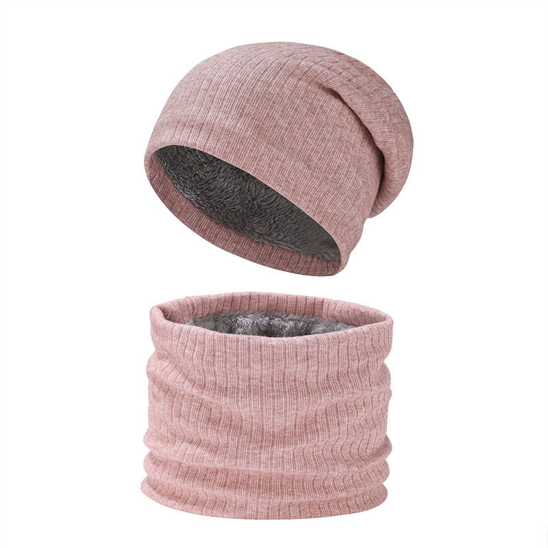 Ensemble bonnet et écharpe en tricot simple de couleur unie 2 en 1 - Rose clair - Taille unique - image 15
