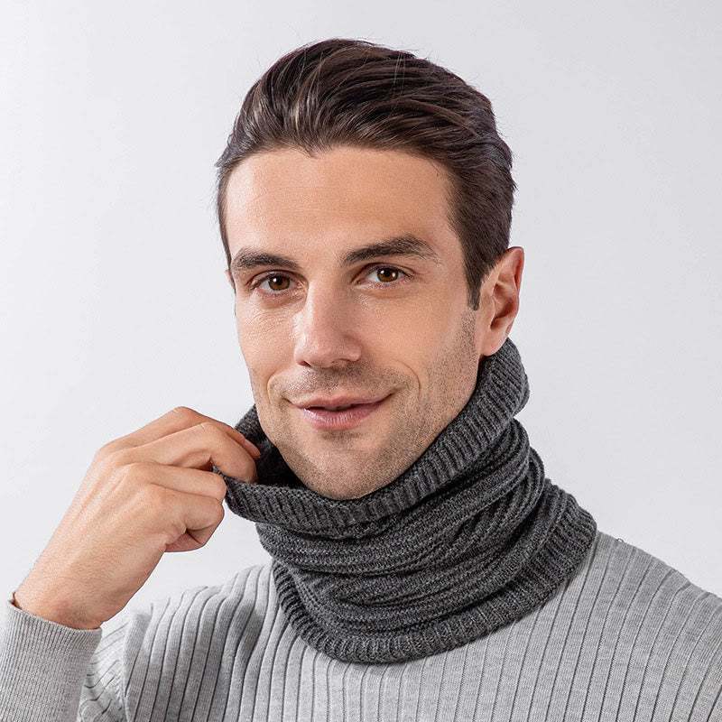 Ensemble bonnet et écharpe en tricot simple de couleur unie 2 en 1