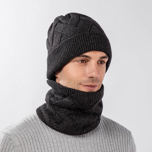 Ensemble bonnet et écharpe en tricot simple de couleur unie 2 en 1 - image 0