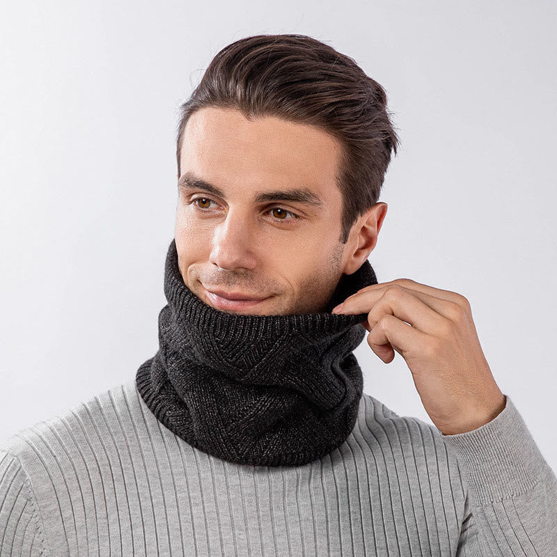 Ensemble bonnet et écharpe en tricot simple de couleur unie 2 en 1