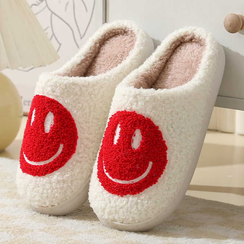 Chaussons antidérapants grande taille motif smiley - Rouge - États-Unis 11-12 - image 0