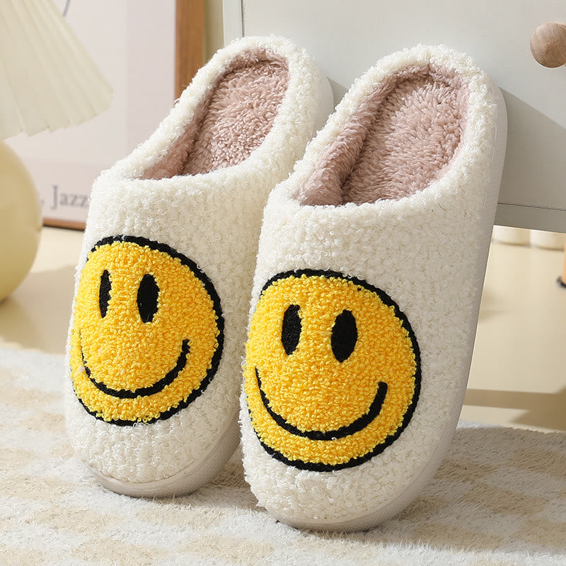 Chaussons antidérapants grande taille motif smiley - Blanc - États-Unis 11-12 - image 2
