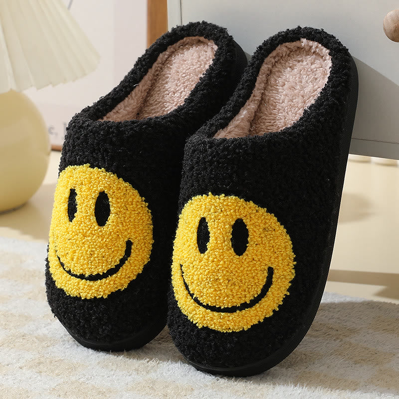 Chaussons grande taille à motif smiley - Noir - États-Unis 11-12 - image 0