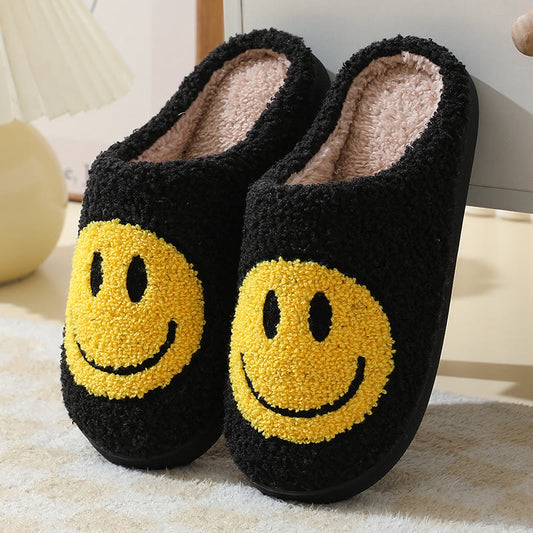 Chaussons grande taille à motif smiley - Noir - États-Unis 11-12 - image 0