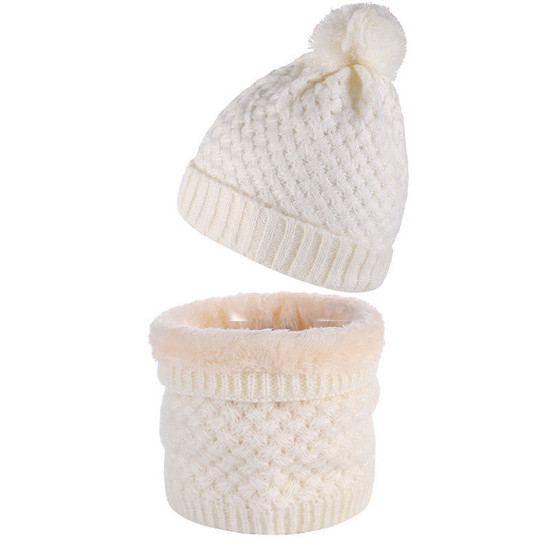 Ensemble bonnet et écharpe en polaire d'hiver 2 en 1 - Blanc - Taille unique - image 4