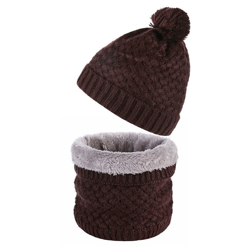 Ensemble bonnet et écharpe en polaire d'hiver 2 en 1 - Café - Taille unique - image 15