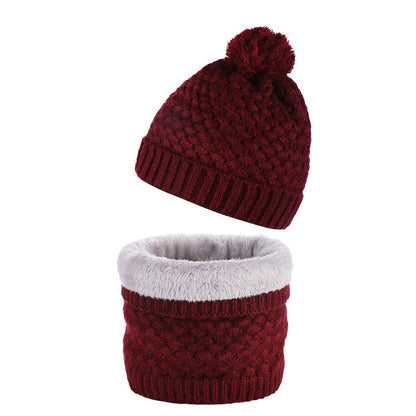 Ensemble bonnet et écharpe en polaire d'hiver 2 en 1 - Rouge foncé - Taille unique - image 9