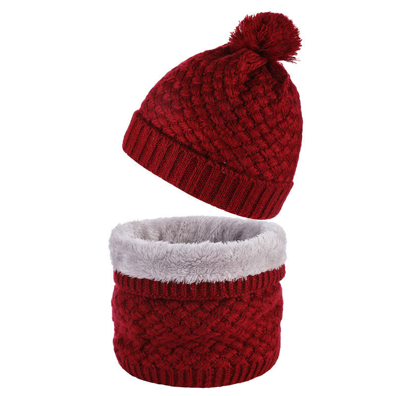 Ensemble bonnet et écharpe en polaire d'hiver 2 en 1 - Vin - Taille unique - image 10