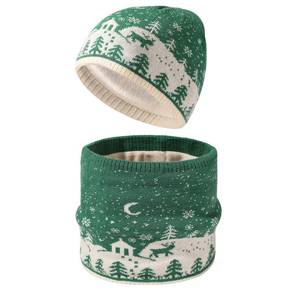 Ensemble bonnet et écharpe de Noël chaud 2 en 1 - Vert - Taille unique - image 4