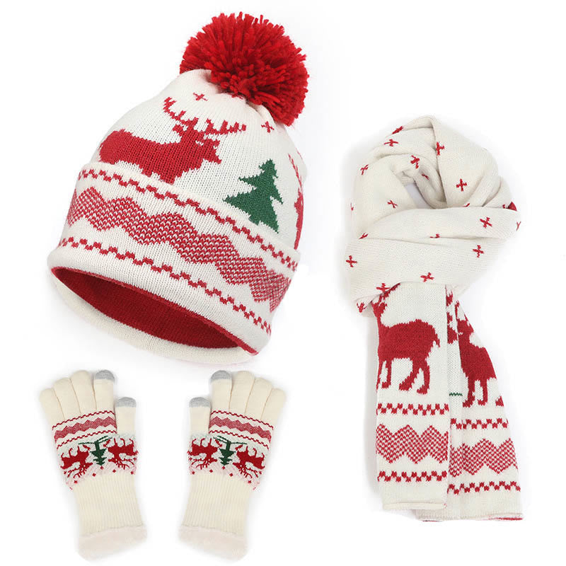 Ensemble bonnet, écharpe et gants de Noël 3 en 1 - Beige - Taille unique - image 2
