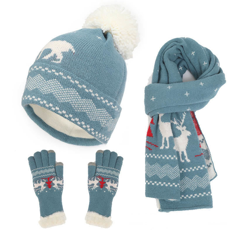 Ensemble bonnet, écharpe et gants de Noël 3 en 1 - Bleu - Taille unique - image 3