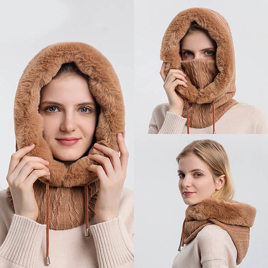 Écharpe à capuche de couleur unie avec protection contre le froid - image 0