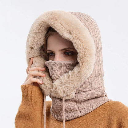Écharpe à capuche de couleur unie avec protection contre le froid - Beige - Taille unique - image 11