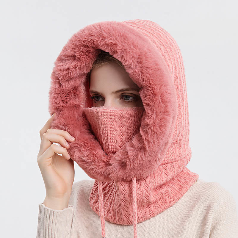 Écharpe à capuche de couleur unie avec protection contre le froid - Rose - Taille unique - image 7