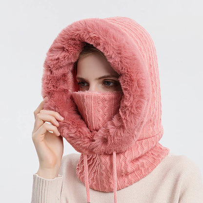 Écharpe à capuche de couleur unie avec protection contre le froid - Rose - Taille unique - image 7