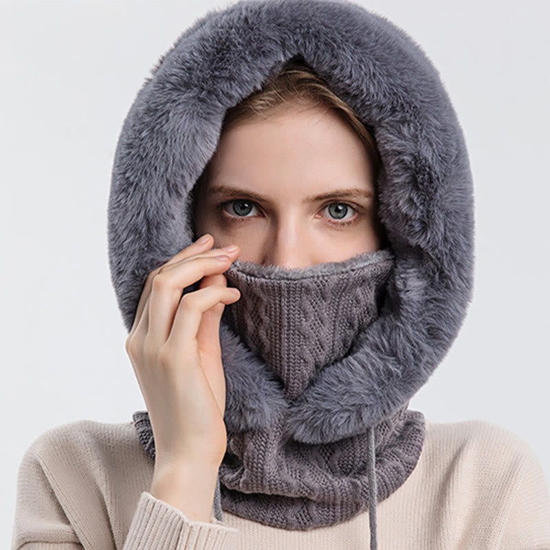 Écharpe à capuche de couleur unie avec protection contre le froid