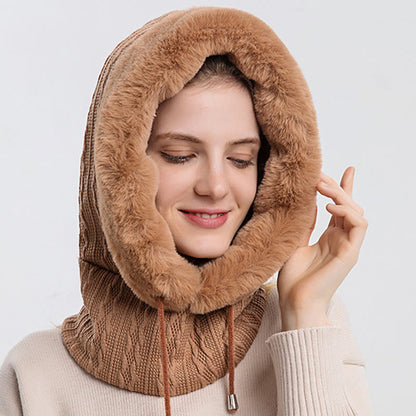 Écharpe à capuche de couleur unie avec protection contre le froid - Kaki - Taille unique - image 14
