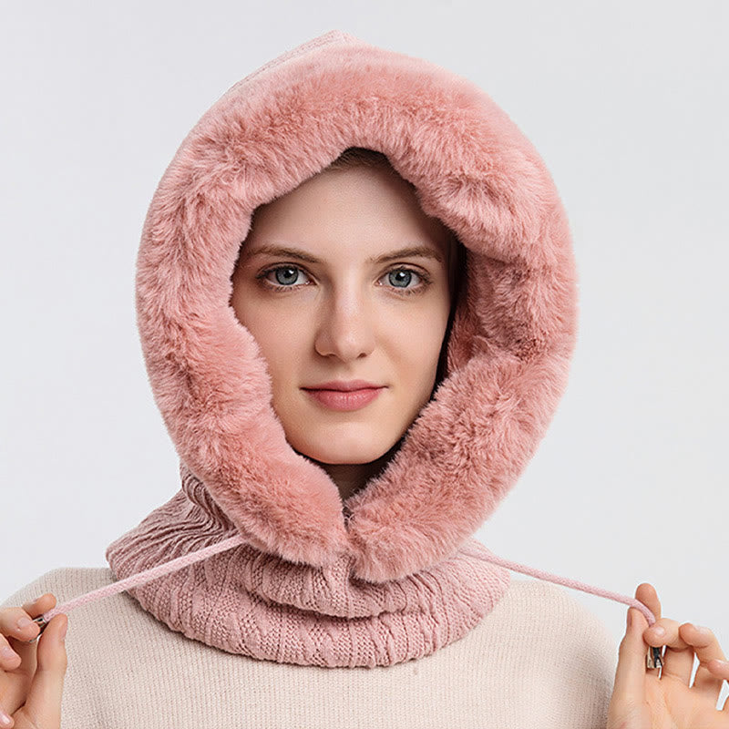 Écharpe à capuche de couleur unie avec protection contre le froid - Rose clair - Taille unique - image 8