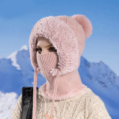 Écharpe à capuche en tricot avec cordon de serrage - Rose - Taille unique - image 5