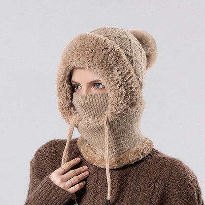 Écharpe à capuche en tricot avec cordon de serrage - Kaki - Taille unique - image 6