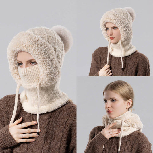 Écharpe à capuche en tricot avec cordon de serrage - image 0