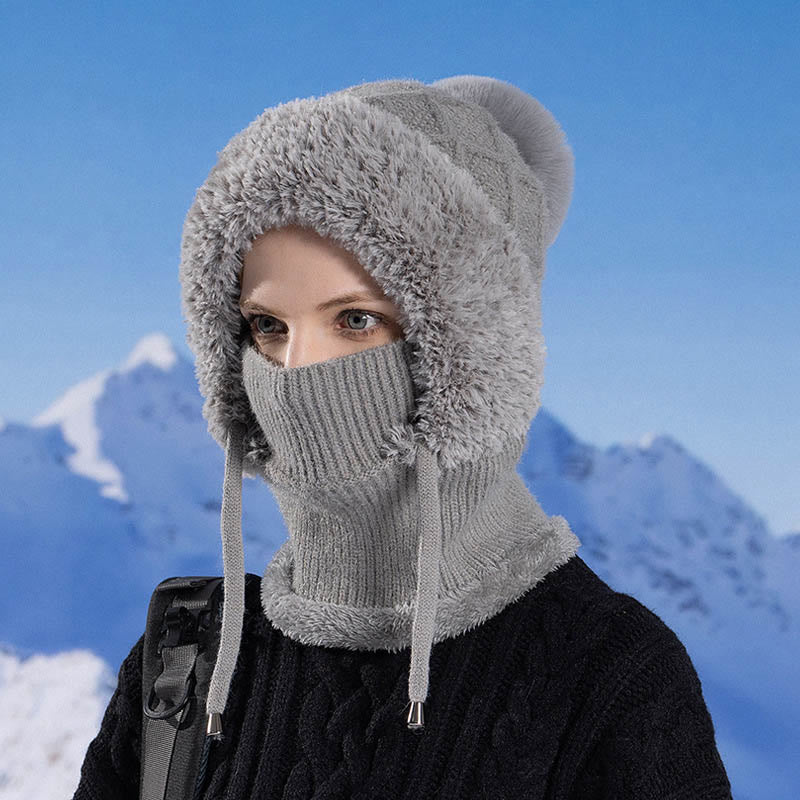 Écharpe à capuche en tricot avec cordon de serrage - Gris - Taille unique - image 8