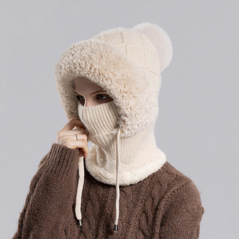 Écharpe à capuche en tricot avec cordon de serrage - Beige - Taille unique - image 10