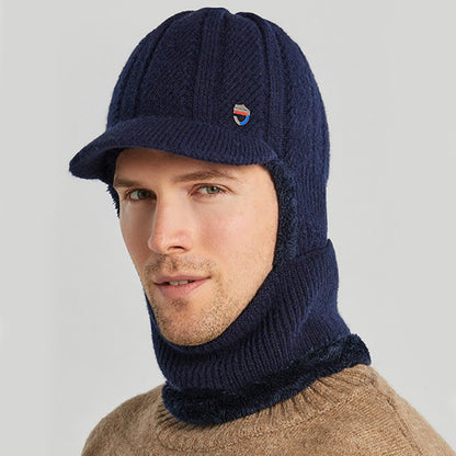 Cagoule d'hiver tricotée, bonnet à capuche, écharpe - Bleu marine - Taille unique - image 3
