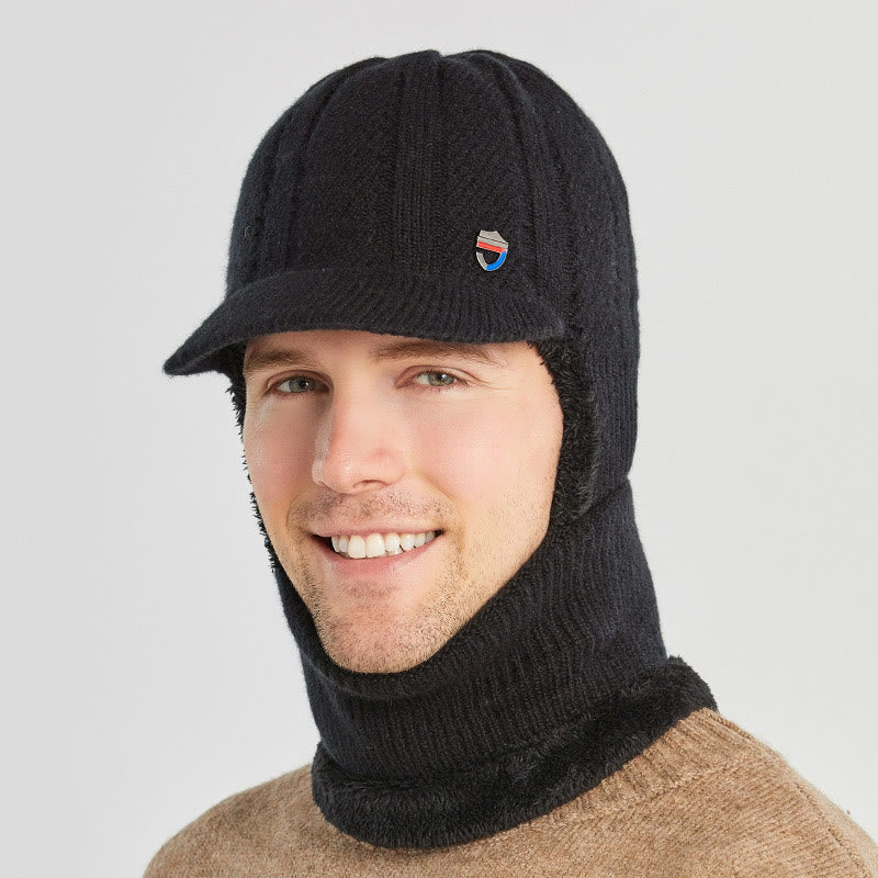 Cagoule d'hiver tricotée, bonnet à capuche, écharpe - Noir - Taille unique - image 1