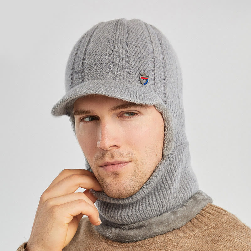 Cagoule d'hiver tricotée, bonnet à capuche, écharpe - Gris clair - Taille unique - image 8