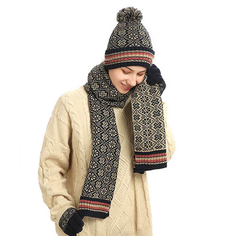 Ensemble 3 en 1 gants, bonnet et écharpe pour écran tactile