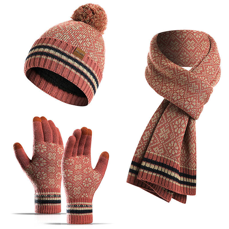 Ensemble 3 en 1 gants, bonnet et écharpe pour écran tactile - Vin - Taille unique - image 16